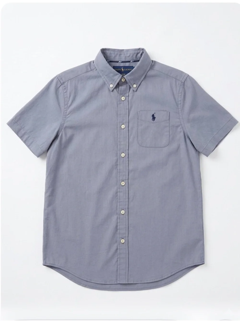 NWT Polo by Ralph Lauren Boys Short Sleeves Button Down Shirt Slate Blue